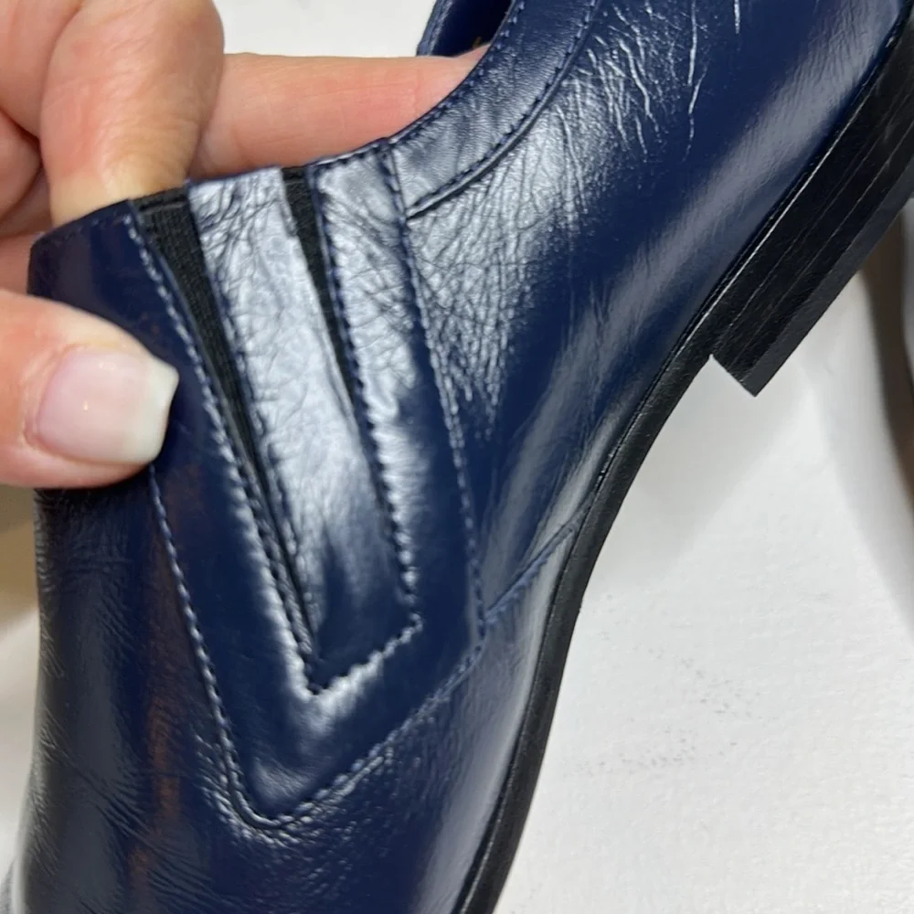 Chanel Leather Navy Oxfords 38 1/2